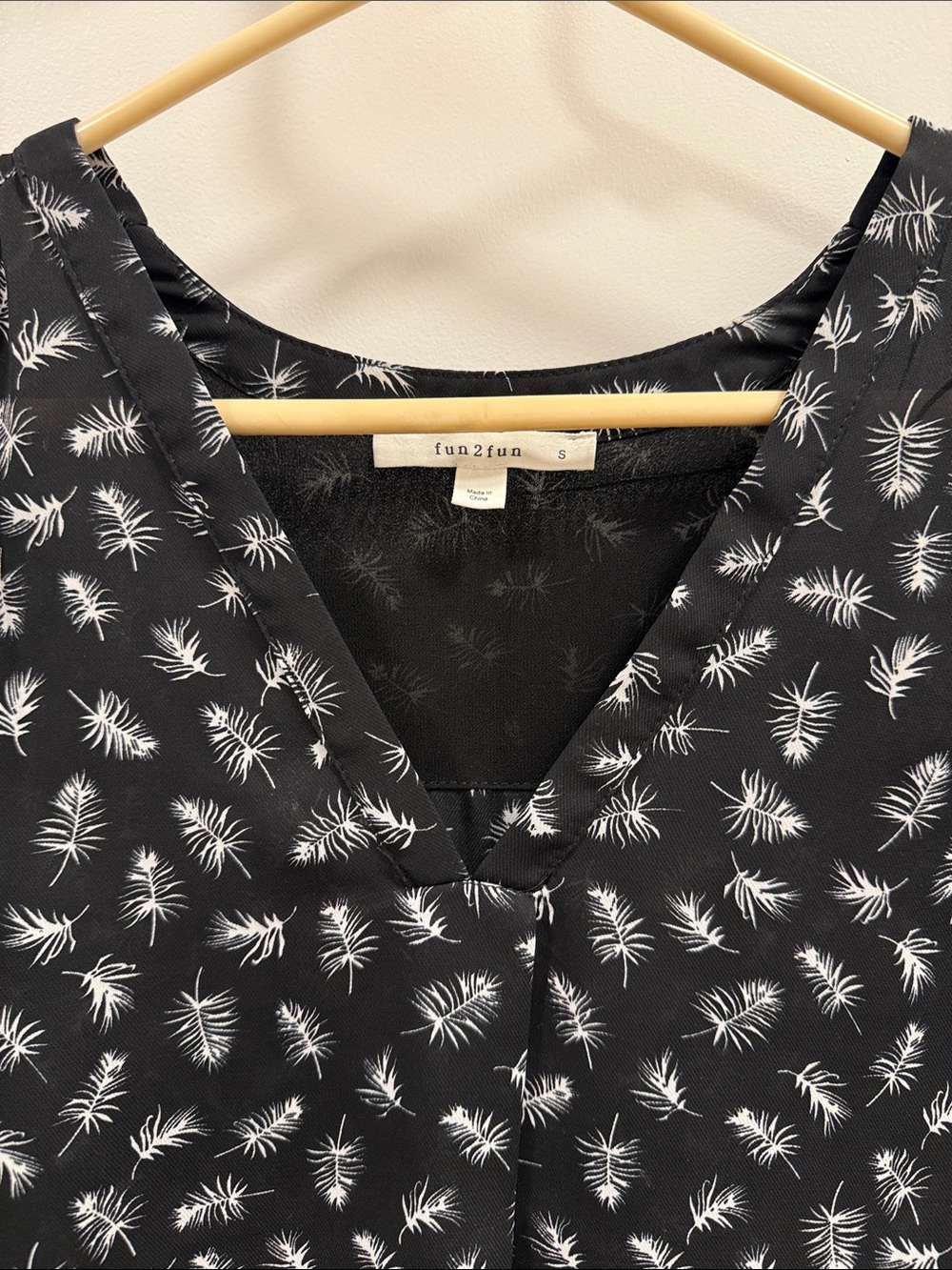 fun 2 fun Black Midi Dress with White Feather Print